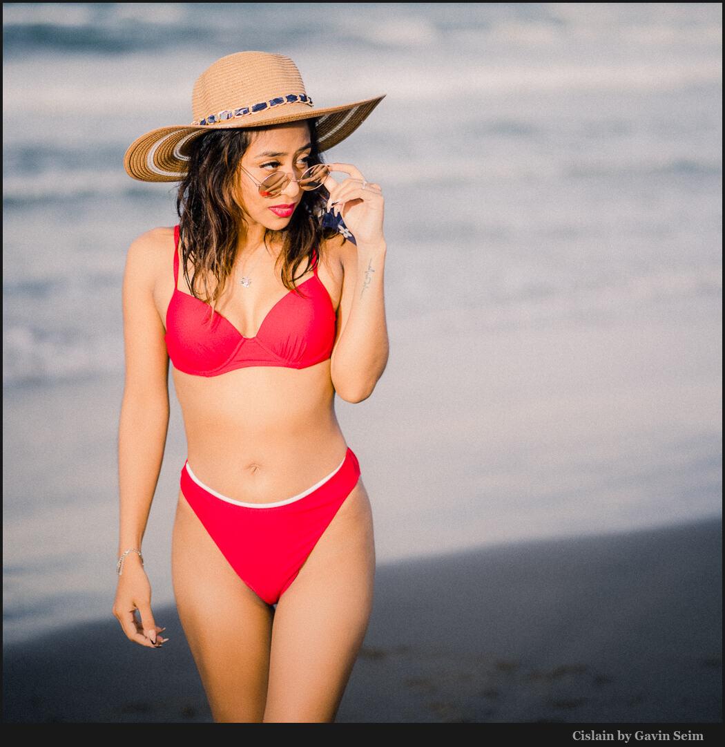 beautiful on the beach in red